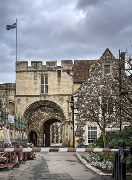 Древние Каменные Ворота Городе Кантербери Графство Кент Великобритания — стоковое фото