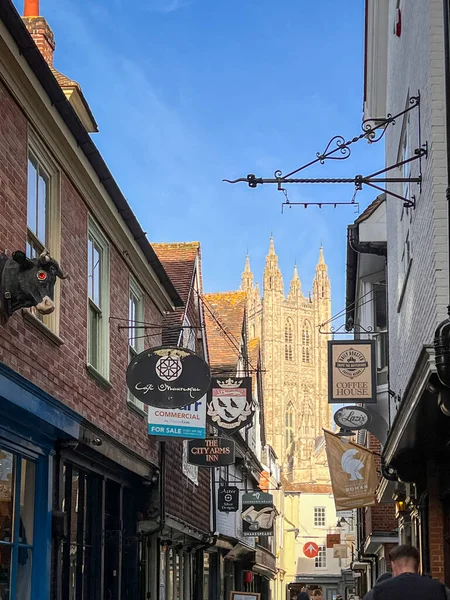Calle Estrecha Ciudad Canterbury Kent Reino Unido —  Fotos de Stock