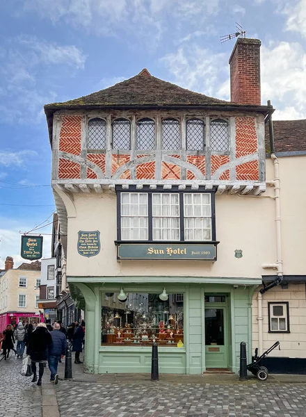 Facad Sun Hotel Berömd Charles Dickens Staden Canterbury Kent Storbritannien — Stockfoto