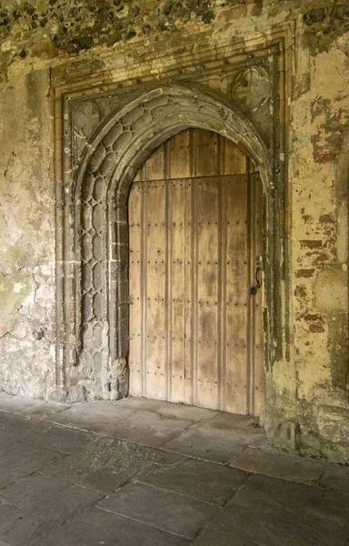 Porta Madeira Antiga Terreno Catedral Canterbury Cidade Canterbury Kent Reino — Fotografia de Stock