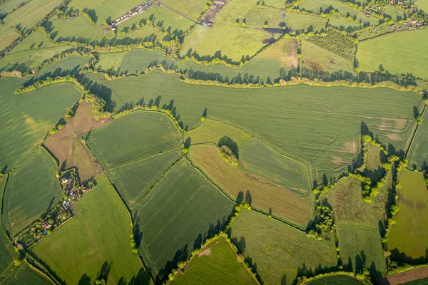 stock image Aerial view of the fields and villages in the countryside in Kent, UK