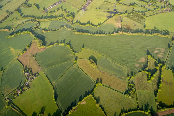 Αεροφωτογραφία Των Αγρών Και Των Χωριών Στην Ύπαιθρο Στο Kent Εικόνα Αρχείου