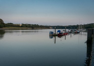 Güney İrlanda 'nın Waterford şehrindeki Suir Nehri' ndeki yat limanında tekneler.