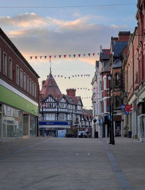 Wrexham, Kuzey Galler 'deki Umut Sokağı manzarası.