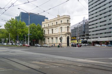 Melbourne, Avustralya, Şubat 2018 - Melbourne, Avustralya 'daki Elizabeth Caddesi manzarası