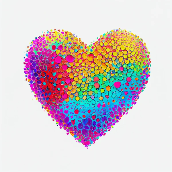 Красивое Сердце День Святого Валентина Радуге Оттенков Иллюстрация Стиле Пуантилизма — стоковое фото