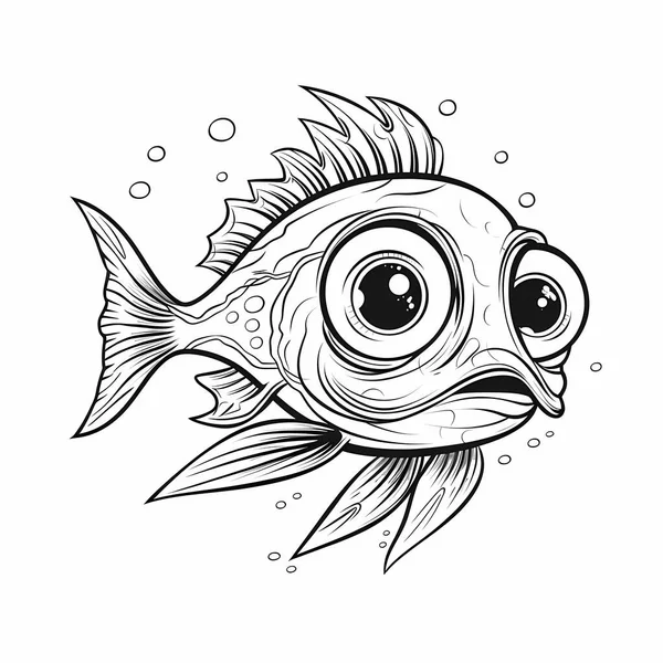 Desenho Bonito Para Colorir Whiskerfish Para Crianças Ilustração Fotografia De Stock