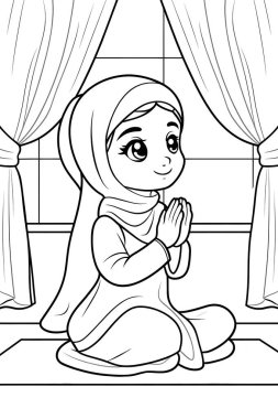 Dualarını boyayan güzel bir Müslüman kız. Yapay zeka Photoshop 'ta oluşturuldu ve düzenlendi,