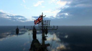 İngiliz savaş gemisi düşman savaş gemileriyle karşı karşıya