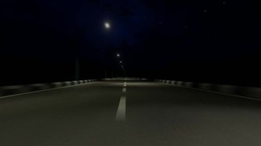 Gece gökyüzünde yol. 3d oluşturma.