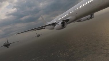 Yolcu uçakları 3D animasyon eskortu