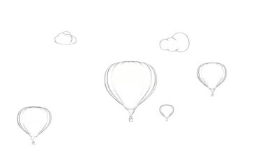 Sıcak Hava Balonlarının Kalem Çizimi