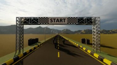 Motor yarışları ve yarışçıların başlangıç çizgisi