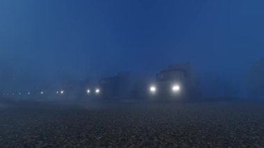 Gece çalışan kamyonlar
