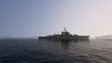 Savaş gemileri Okyanusta İlerliyor