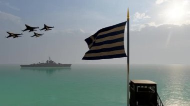 Yunan Bayrak Savaş Gemisi Sallıyor ve Savaş Uçaklarını Geçiyor
