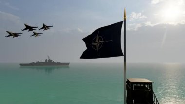 NATO Savaş Gemisi Dalgalanıyor ve Savaş Uçaklarını Geçiyor