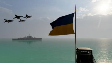 Ukrayna Bayrak Savaş Gemisi ve Geçmekte olan Savaş Uçakları