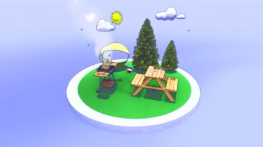Modern bir BBQ 'nun 3B Hazırlaması