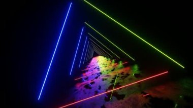 Renkli Üçgen Neon Işık Tüneli Arkaplanı