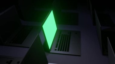 Sadece Tek Bir Açık Laptop 3d Canlandırması