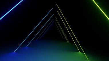 Üçgen Neon Işık Tüneli Arkaplanı
