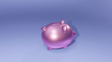 Mavi arkaplanlı kumbara 3 boyutlu illüstrasyon