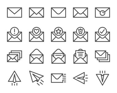 posta ve zarf satır simgesi seti