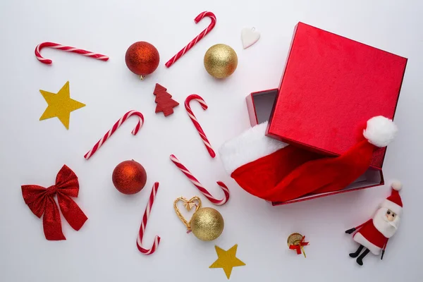 Fondo Navidad Con Caramelos Decoración —  Fotos de Stock