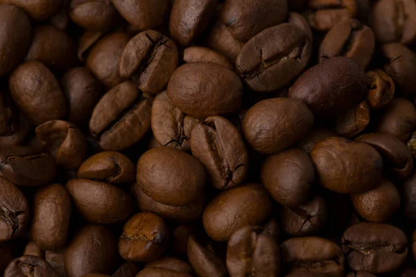 Rostade Kaffebönor Bakgrund Abstrakt Ovanifrån — Stockfoto