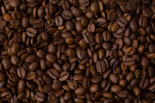 Geröstete Kaffeebohnen Hintergrund Abstrakte Ansicht Von Oben — Stockfoto