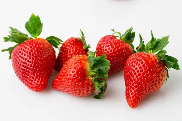 Juicy Sweet Strawberies Isolated White Background — Stock Photo, Image