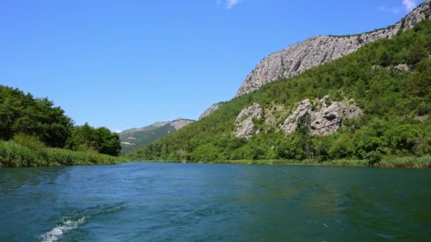Rio Cetina Croácia Vista Barco — Vídeo de Stock