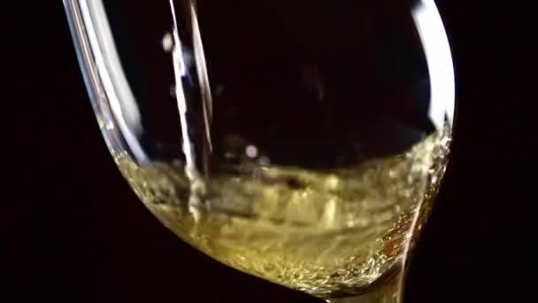 White Wine Pouring Glass Detail — Stock Video