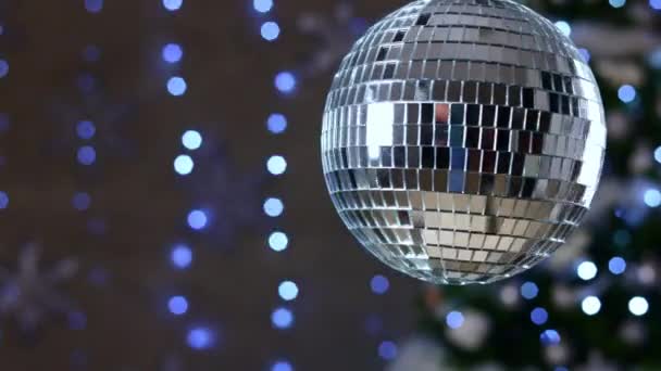Disco Ball Espelho Bola Discoteca Luz Com Bokeh Nightlife Disco — Vídeo de Stock