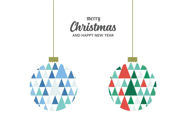Bolas Feliz Natal Com Padrão Triangular Colorido Cartão Felicitações Ilustração —  Vetores de Stock