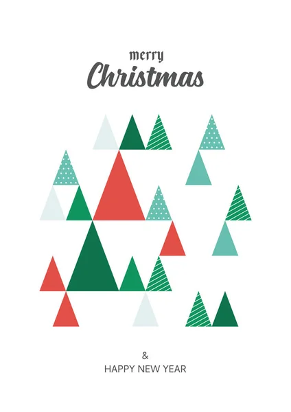 Merry Christmas Poster Triangle Pattern Decoration Greeting Card Vector Illustration — Stock Vector