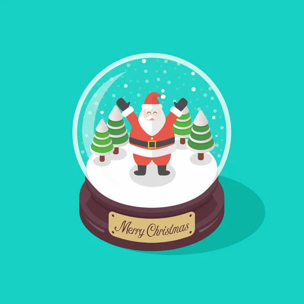 Isométrica Bola Cristal Navidad Con Santa Claus Interior Ilustración Vectorial — Vector de stock