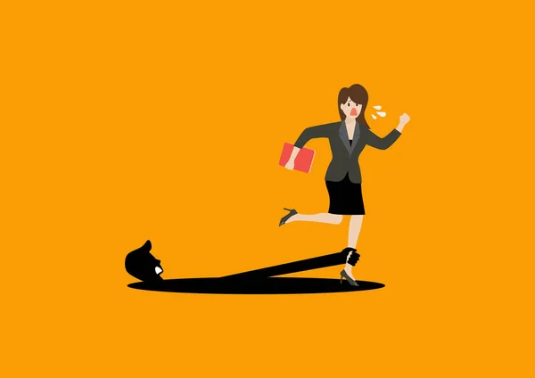 Shadow Hand Pulling Business Woman Business Concept Vector Illustration — 스톡 벡터