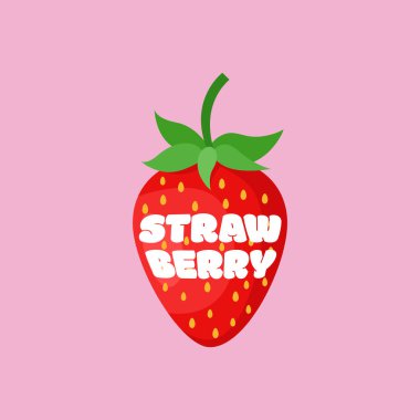 Fresh Strawberry Fruit for Emblem. Organic antioxidant strawberry. Vector illustration