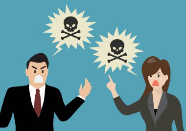 Businessman are shouting toxic word on each other. vector illustration
