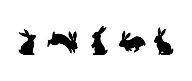 Rabbit Silhouette Illustrations. Vector Graphic Design