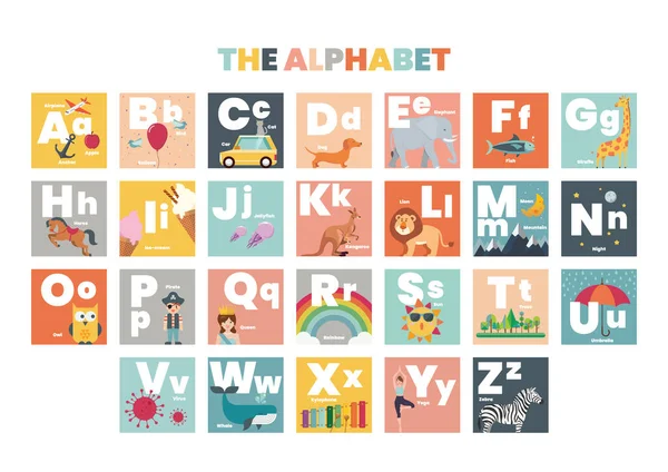 stock vector ABC Alphabet Worksheet Flashcard. English alphabet for children education. Vector illustration