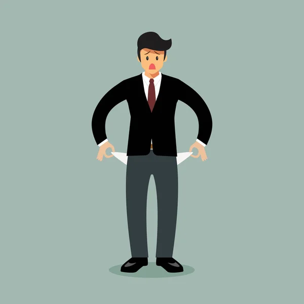 Homme Affaires Pas Argent Dans Ses Poches Illustration Vectorielle Dessin — Image vectorielle
