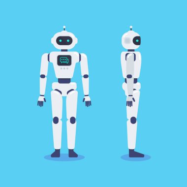 Android Robot Teknolojisinin Önü ve Yanı. Vektör İllüstrasyonu.