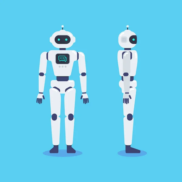 Frente Lado Tecnologia Android Robot Cyborg Ilustração Vetorial —  Vetores de Stock