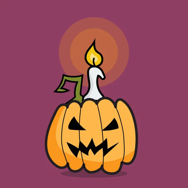 Citrouille Halloween Bougie Dans Style Doodle Émoticônes Dessin Animé Drôle — Image vectorielle