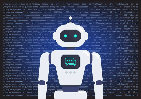 Robô Android Com Inteligência Artificial Fundo Tipografia Alerta Conceito Aprendizado —  Vetores de Stock