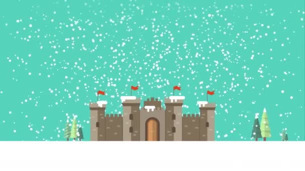 Schloss Der Wintersaison Video Animiert — Stockvideo