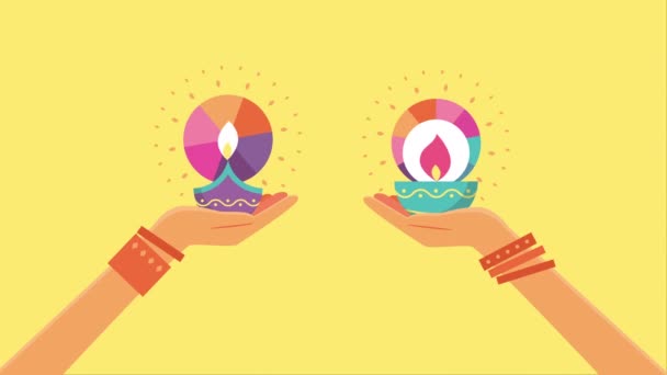 Boldog Diwali Hindu Fesztivál Mozgást Animációs Videó Mozgás — Stock videók